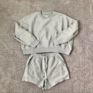 Aerie New Love Corded Cropped Sweatshirt & Shorts